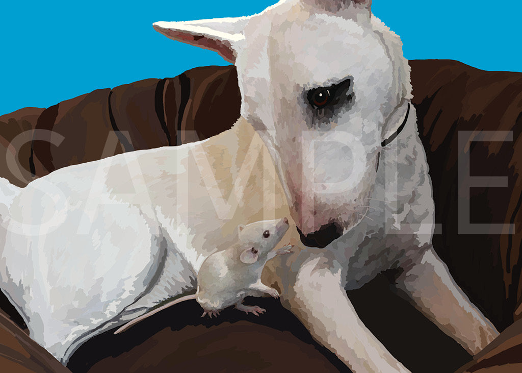 Bull Terrier and Mouse